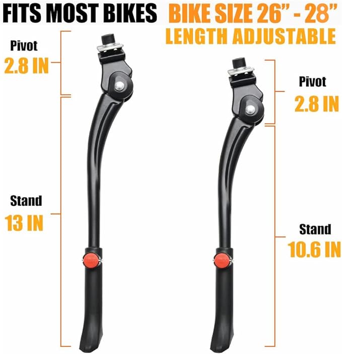 Bike Kickstand Adjustable Aluminium Alloy Bicycle Kickstand Bike Side Kickstand Fit for 26" 28" 29” Mountain Bike/Road Bike/BMX/MTB (Center Stand (Black) for 26-27-28 inch bike)