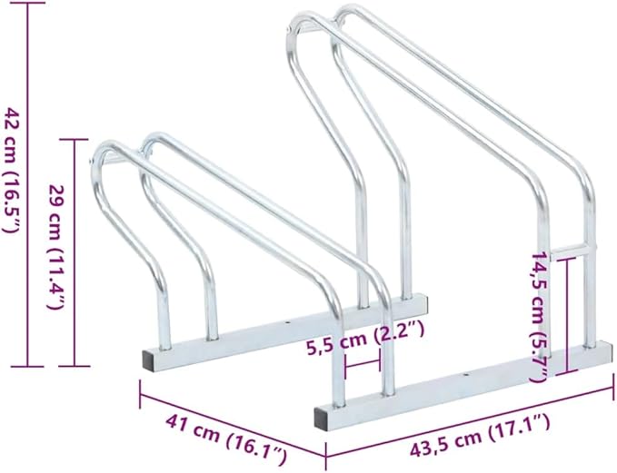 Galvanized Steel Floor Freestanding Bicycle Stand for 2 Bikes, 2 Bikes Floor Bike Stand, Bike Floor Parking Rack for Indoor & Outdoor Garage Storage,-871