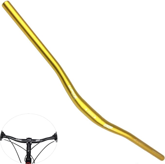 Wake 31.8mm MTB Mountain Bike Handlebar, Aluminum Alloy Mountain Bike Bicycle Riser Handlebar Extra Long 720/780mm with Paint Matte Surface (Gold, 720mm)