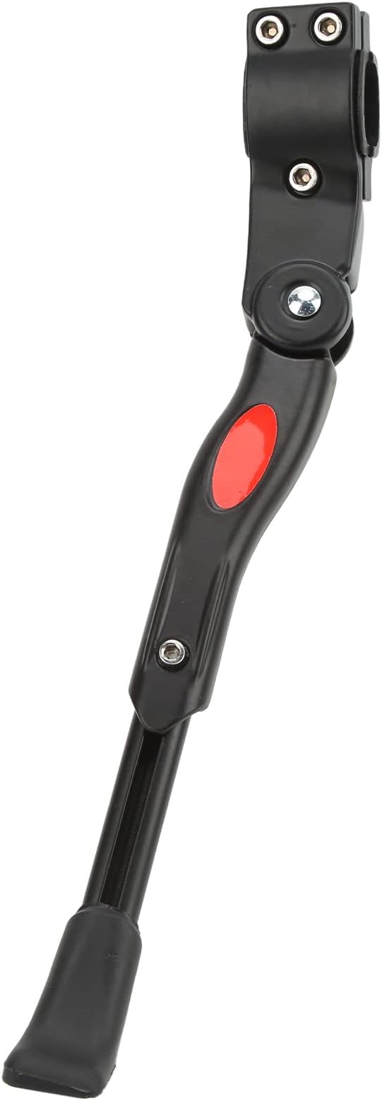 Bike Kickstand, Adjustable Non Slip Aluminum Alloy Side Support with Red Fluorescent Warning, Bicycle Kickstand for Mountain Road Bikes 22-27 Inch 700c Black
