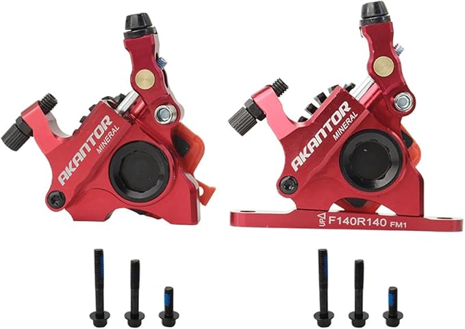 FukkeR Mountain Bikes Hydraulic Disc Brake Set for BMX XC Trail Ebike Bicycles Aluminum Alloy Brakes Fit 140mm Rotor with Caliper PM/is Adapter