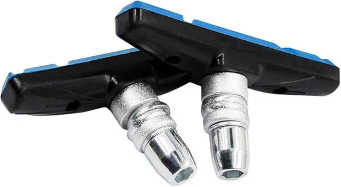 Road Passion Bike Brake Pads Set Replacement for Alritz Road Mountain Bicycle V-Brake Blocks Shoes with Hex Nut and Shims, 69mm, 2 Pairs of Blue