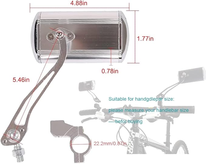 Bicycle Mirrors for Handlebar, A Pair of 360 Adjustable Rotation Bike Mirrors Handlebar Rearview Mirror, Bicycle Cycling Rear View Mirrors Mountain Bike Mirror-Sliver