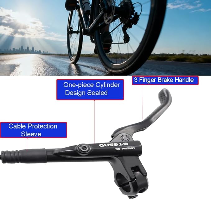 MTB Hydraulic Disc Brakes Set Left Front 800mm Right Rear 1400mm with 160mm Rotors,Aluminum Oil Pressure Calipers Levers for Mountain bike E-Bike Fat Bike Road Bike