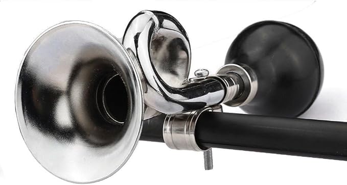 2 Pack Bugle Horn, Coolrunner Retro Clown Horn, Kids Bike Horn, Classic Vintage Metal Twist Loudspeaker Siren Hooter Snail Air Horn for Vehicles Bicycles Golf Cart