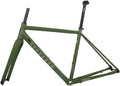 700C Road Bike Frameset Gravel Bike Frame 44cm/47cm/50cm/53cm/56cm Aluminum Alloy Disc Brake Frame with Carbon Fibre Fork Thru Axle F12*100mm R12*142mm Internal Routing(Green,44cm)
