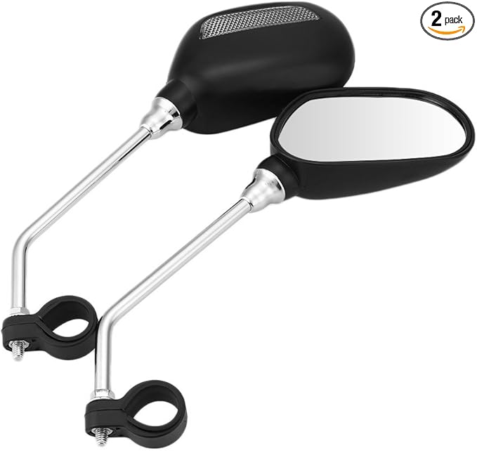 Bike Handlebar Rearview Mirror 2 Pack - Rotatable and Adjustable Wide Angle HD Safe Glass Rear View Shockproof Side Flat Mirror Universal For Bike Bicycle E-bike (BM046)