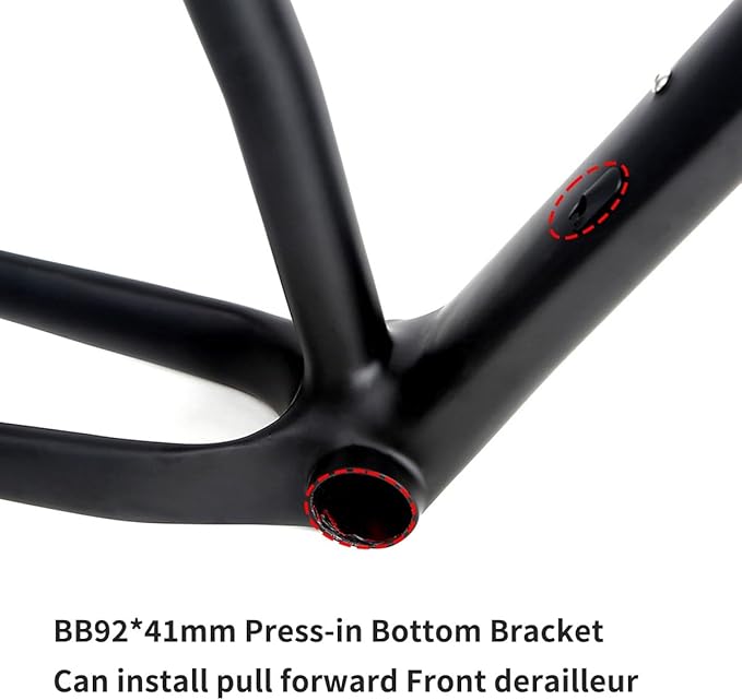 27.5er 29er Carbon Fibre Mountain Bike Frame 15/17/19in Disc Brake Bike Frame XC Cyclocross Hardtail Frame 12 * 142mm Thru-Axle Mens Womens Bikes Frame(Black Matte,29 * 15")