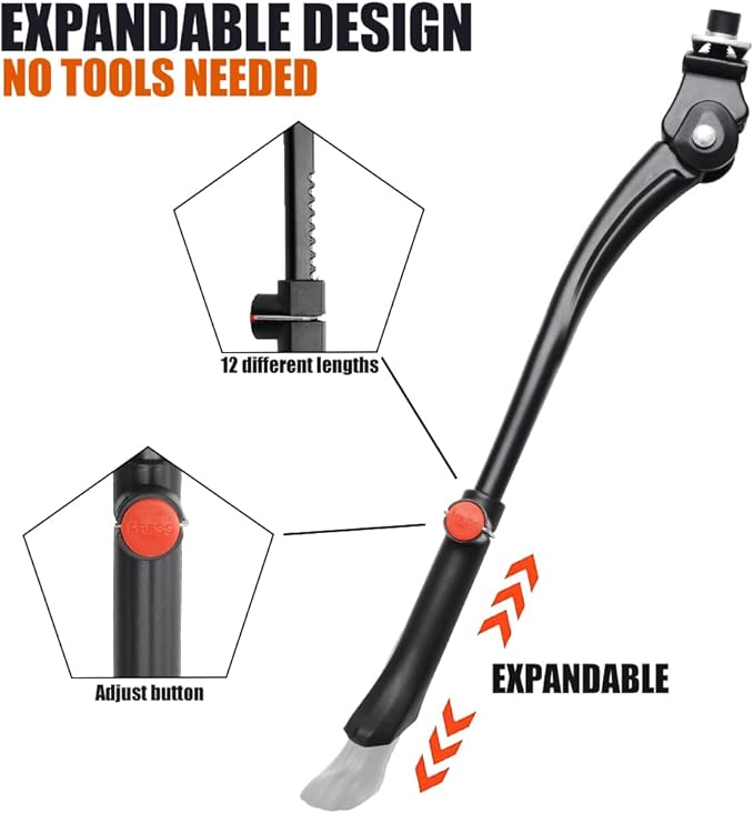 Bike Kickstand Adjustable Aluminium Alloy Bicycle Kickstand Bike Side Kickstand Fit for 26" 28" 29” Mountain Bike/Road Bike/BMX/MTB (Center Stand (Black) for 26-27-28 inch bike)