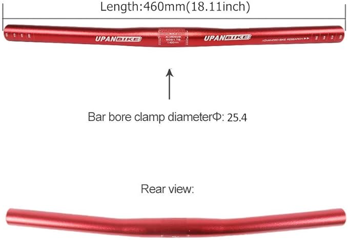 UPANBIKE Kids' Bike Handlebar φ25.4mm Length 460mm Children Handlebar Bicycle Short Flat Bar(Red)