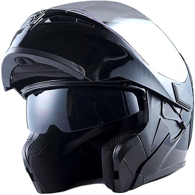 1Storm Motorcycle Modular Full Face Helmet Flip up Dual Visor Sun Shield: HB89 Glossy Black