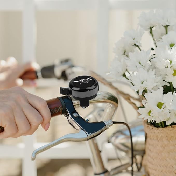WIRESTER Black Aluminum Round Bike Bell, Classic Ring Bicycle Bell, Bike Accessories Bell Ring for Adults Kids Girls Boys