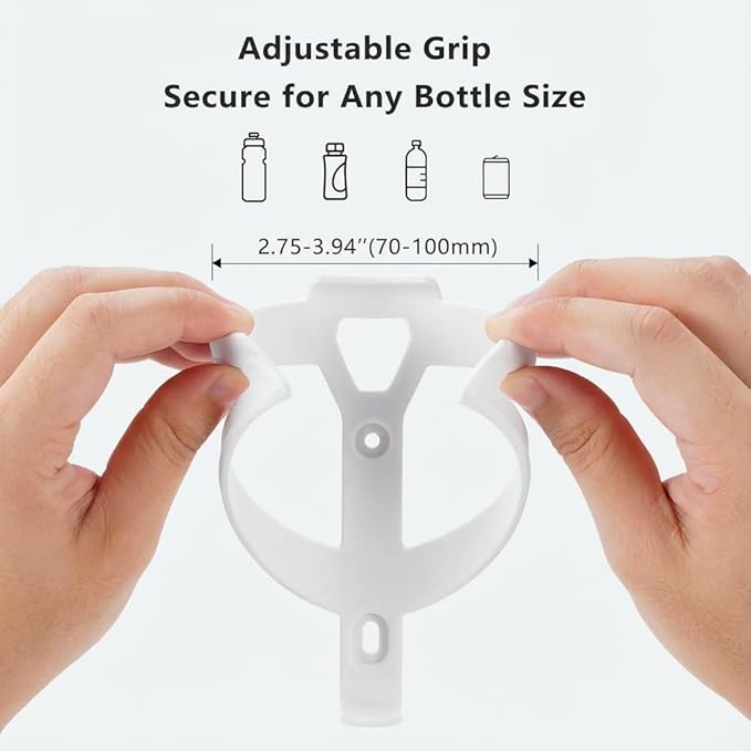 Bike Water Bottle Holder - 1.3 Oz Ultralight & Sturdy Bike Cup Holder, Bicycle Drink Cage, Cycling Bike Water Bottle Cage with Screw Tool, for 2.75-3.94" Bottles (White)