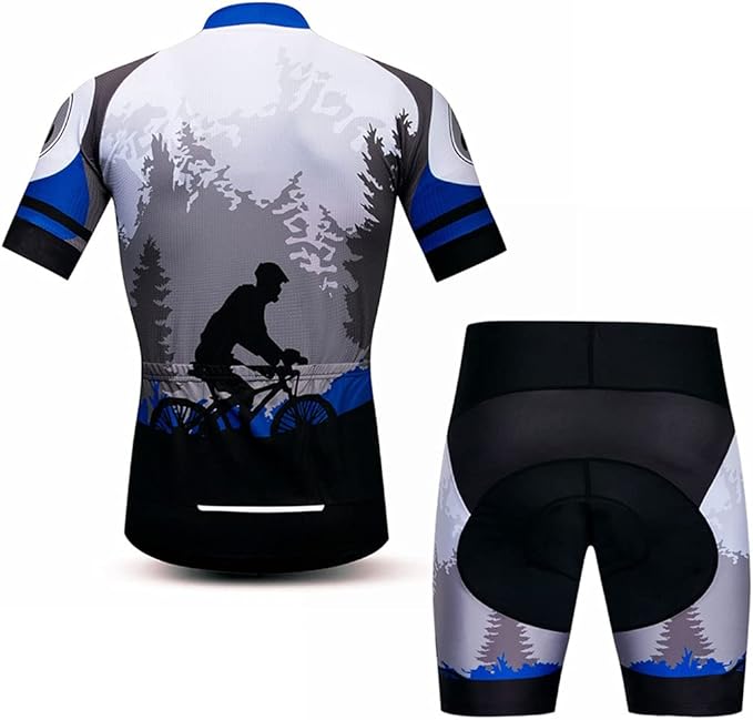 Hotlion Men's Cycling Jersey Sets Gel Pad Summer Bike Clothing Suit Breathable Bike Clothes with 3 Rear Pockets