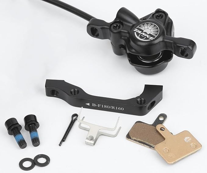 FukkeR Mountain Bikes Hydraulic Brake Set Left Rear 1600mm Bicycles Disc Brakes Kit Aluminum Alloy with is/PM Adapter Fit for Mountain Bikes BMX XC Trail E-Bikes Fat Bikes