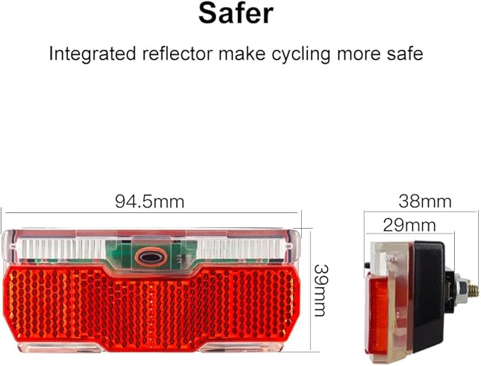 Bike Rack Tail Light with 2 Modes Steady and Flashing, Bicycle Rear Rack Light Easy to Install on Cargo Rack, Fit 50mm Bolt Holes Mount, Taillight for Bicycle
