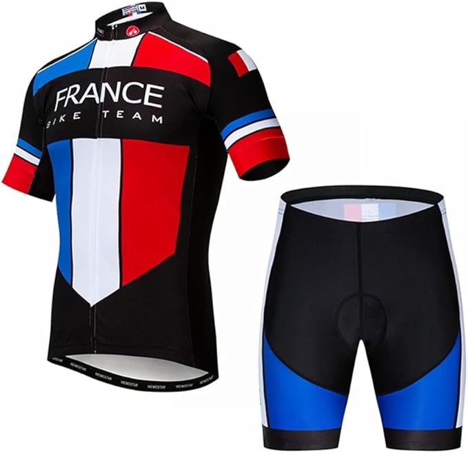 Hotlion Men's Cycling Jersey Sets Gel Pad Summer Bike Clothing Suit Breathable Bike Clothes with 3 Rear Pockets