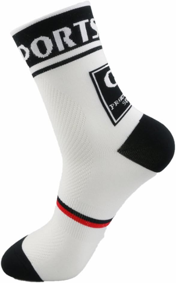 Libar Men's Cycling Socks Unisex Breathable Sports Running Trekking Athletic Basketball Socks (3 Pairs(white+green+blue))