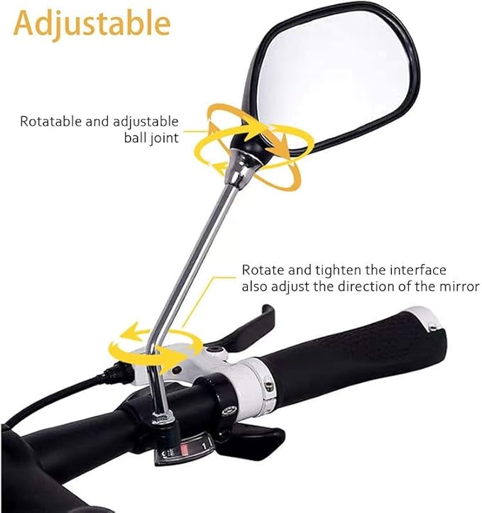 Bike Mirrors, 2Pcs Bicycle Large Wide Angle 360°Adjustable -Bicycle Mirrors for Handlebar 22-26mm, for Mountain Road Bike Motocycle