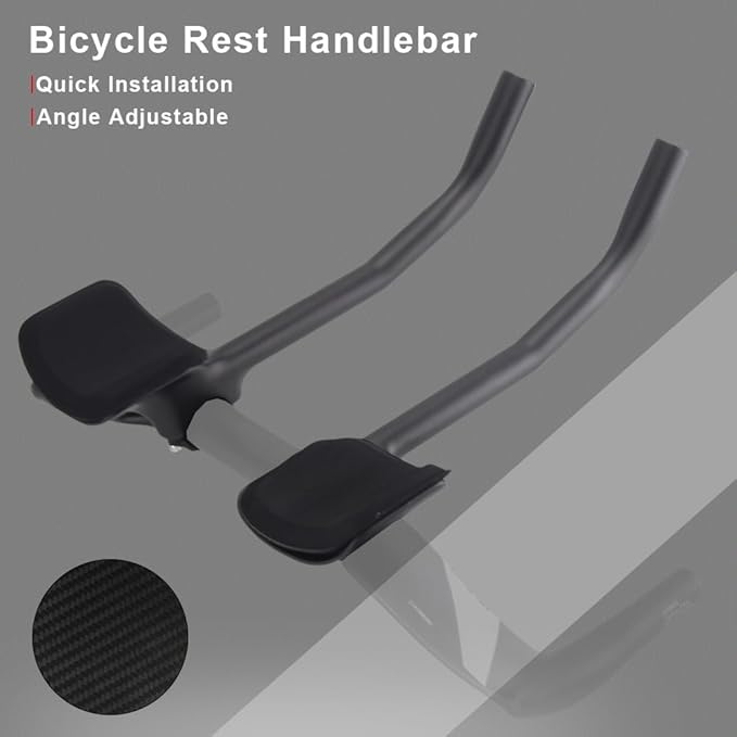 Aerobars for road bike， Racing TT handle clip on armrest, carbon fiber clip on air bar with sponge pad, Alfa Pasca triathlon handlebar 31.8mm angle 50 ° tt road bike rest bar UD matte bike accessories