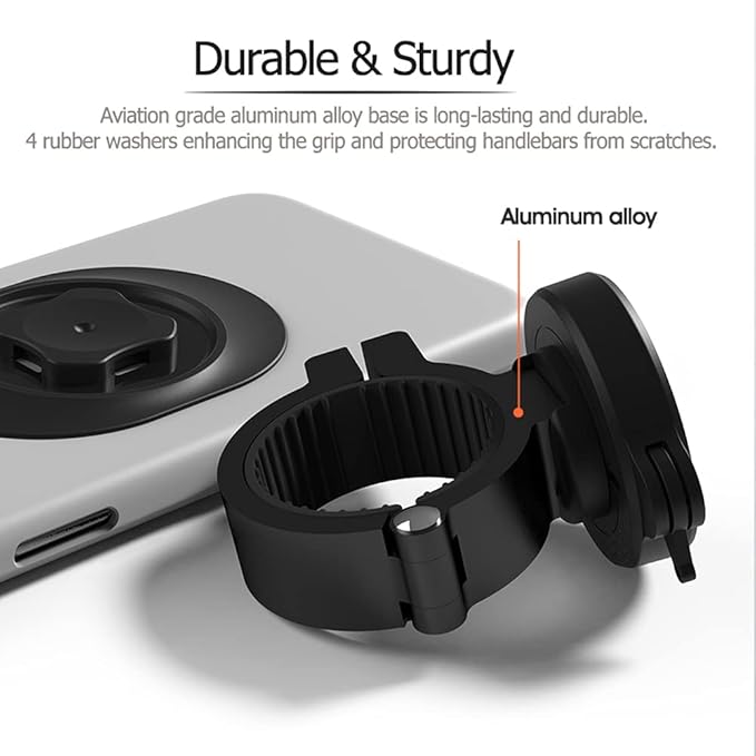 sincetop Bike Phone Mount, Secure Lock & Quick Release Bike Cell Phone Holder - Aluminum Stem/Handlebar Phone Mount for Bicycle/MTB/Scooter, Motorcycle Phone Holder for iPhone and 4"-7.3" Smartphones