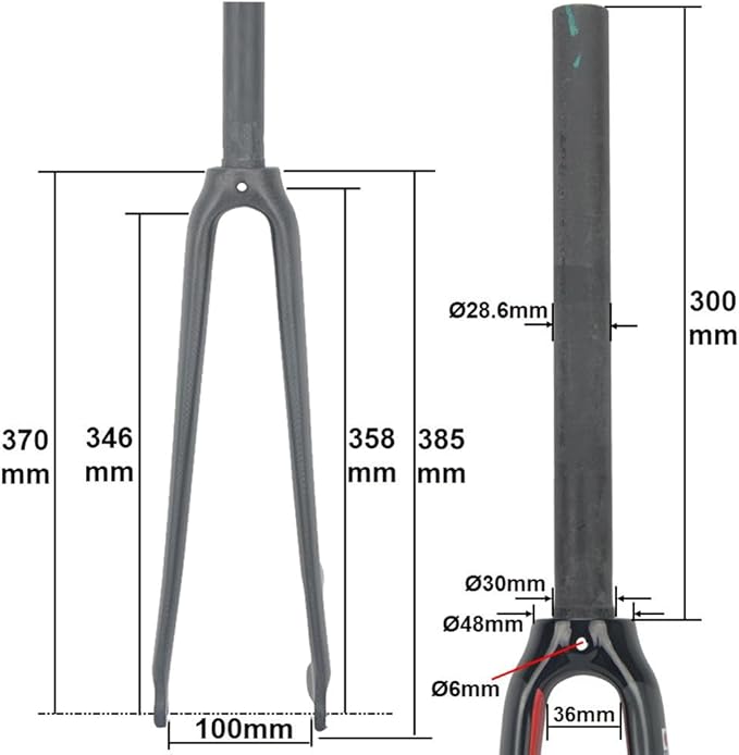 700C Road Bike Rigid Fork Carbon Fiber Disc Brake Front Fork 1-1/8'' Straight Threadless Quick Release Fork