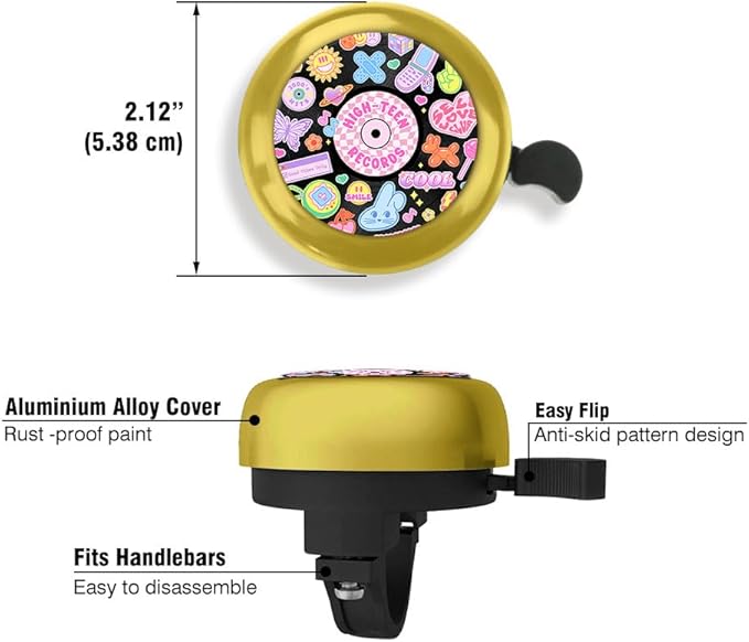 WIRESTER Gold Aluminum Round Bike Bell, Classic Ring Bicycle Bell, Bike Accessories Bell Ring for Adults Kids Girls Boys