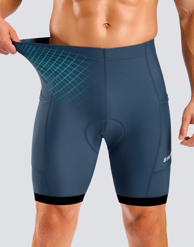 Bikewa Men's Cycling Shorts 7" 4D Padded Bike Shorts for Men Road Biking Bicycle Riding Cycle Biker Phone Pockets
