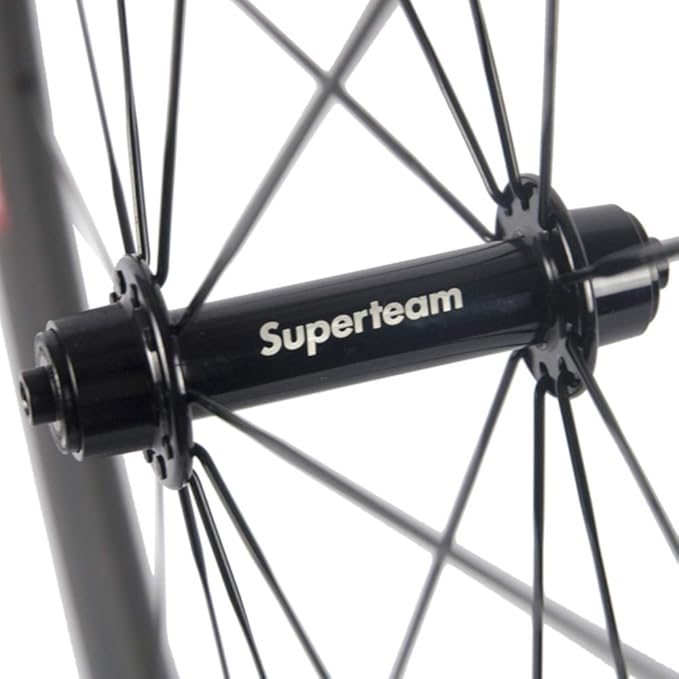 Superteam 50mm/23mm Clincher Wheelset 700c Carbon Wheel with White and Red Decal