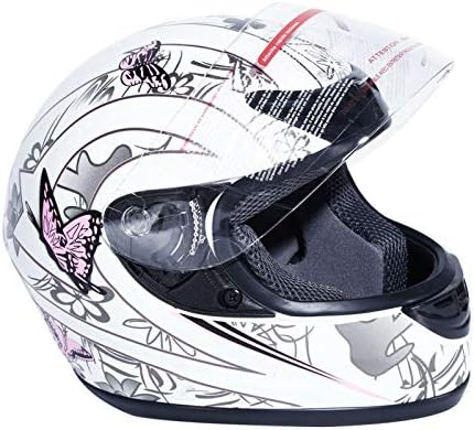 TCT-MOTORPARTS Adult Helmet DOT Flip Up Full Face Pink Butterfly Street Dirt Bike Helmet Motocross ATV Helmet for Women Men (Medium)