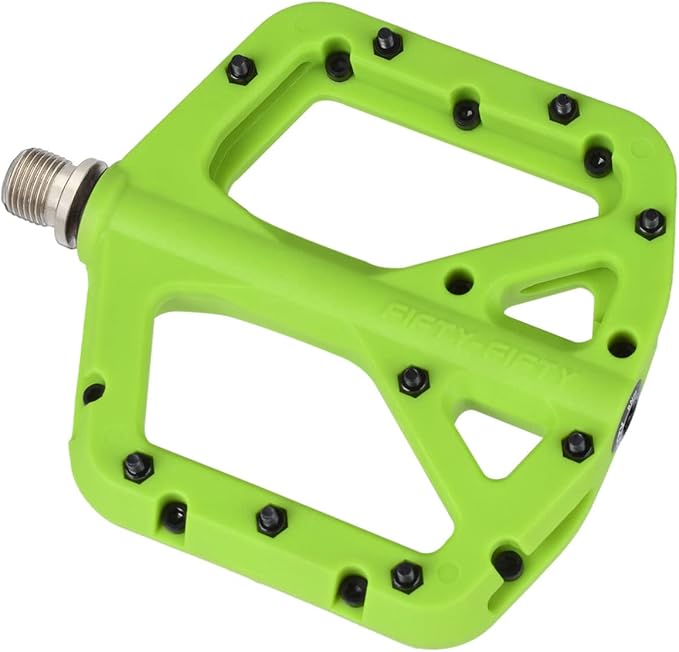 FIFTY-FIFTY Mountain Bike Pedals, Non-Slip MTB Nylon Composite, 9/16" Bicycle Pedals, Lightweight and Wide Flat Platform