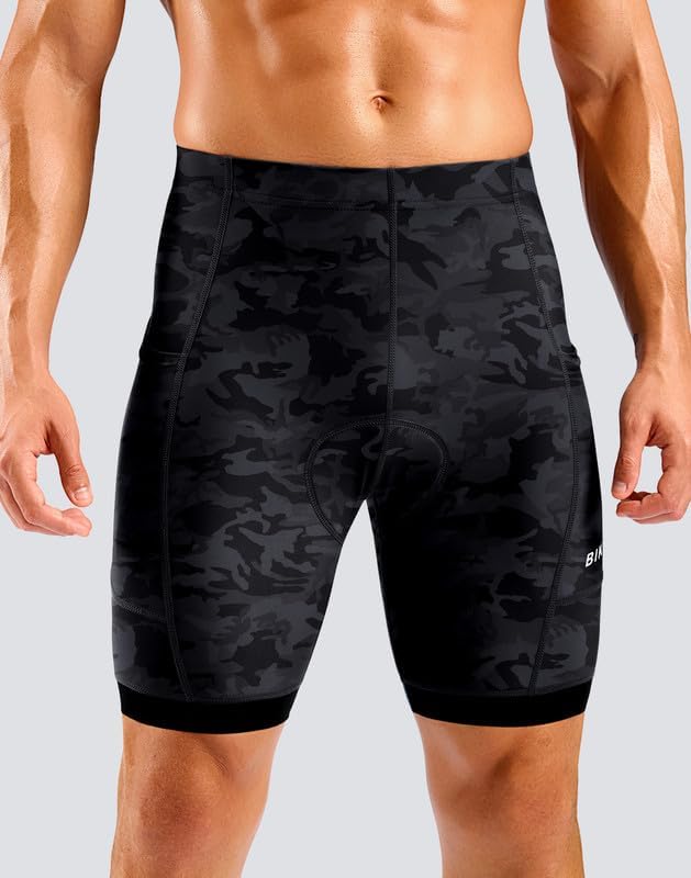 Bikewa Men's Cycling Shorts 7" 4D Padded Bike Shorts for Men Road Biking Bicycle Riding Cycle Biker Phone Pockets