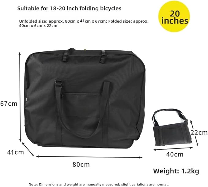 Folding For Bike Storage Bag for 14-20 Inch, Oxford Cloth Travel Cover with Padded Strap, Portable Carry Case for Commuter Foldable on Public Transport(for 18-20inch)