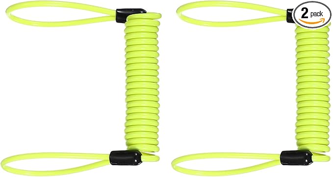 2-Pack Disc Lock Security Steel Cable, 59inch/1500mm PVC Coated Spring Reminder Wire Anti-Theft Rope for Outdoors Protection/Bicycle U-Lock, Motorcycle Reminder Cable [Yellow]