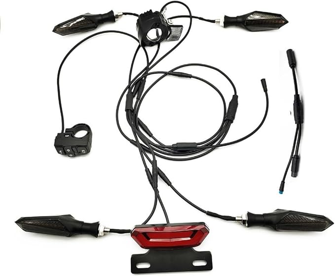 Ebike Light Kit with Front and Rear Lamps Flashing Turn Signals and Brake Indicators Waterproof for Tricycle and E-Bike 36V/48V/52V