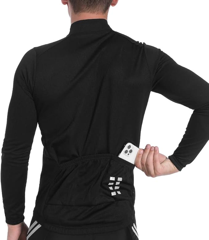 WOSAWE Men's Cycling Jersey Long Sleeve Bicycle Shirt Breathable Mountain Bike Tops for Riding, Running, Hiking