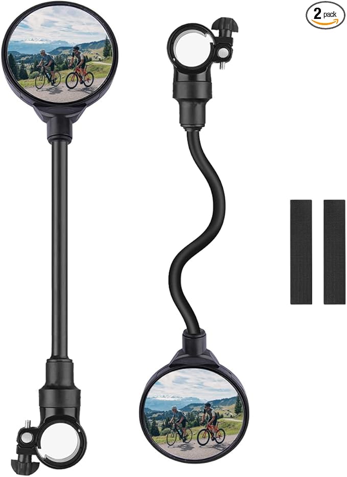 2 Pack Bike Mirror,Adjustable Rotatable Rear View Glass Convex Mirror Bicycle Mirrors,Handlebar Rear View Mirrors for Mountain Road Bike Bicycle Electric Motorcycle