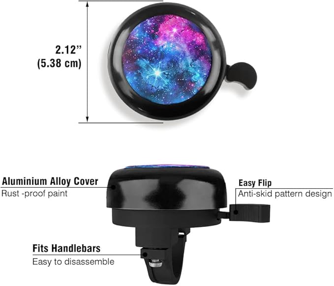 WIRESTER Black Aluminum Round Bike Bell, Classic Ring Bicycle Bell, Bike Accessories Bell Ring for Adults Kids Girls Boys