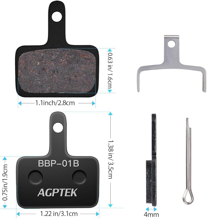 AGPTEK Bike Brake Pads, High-Performance Brake Pads, Disc Brake Pads & Spring (Semi-Metallic&Resin) for Mountain Bike Disc Brakes,Bike Pads Compatible with TRP Tektro Shimano Deore Br