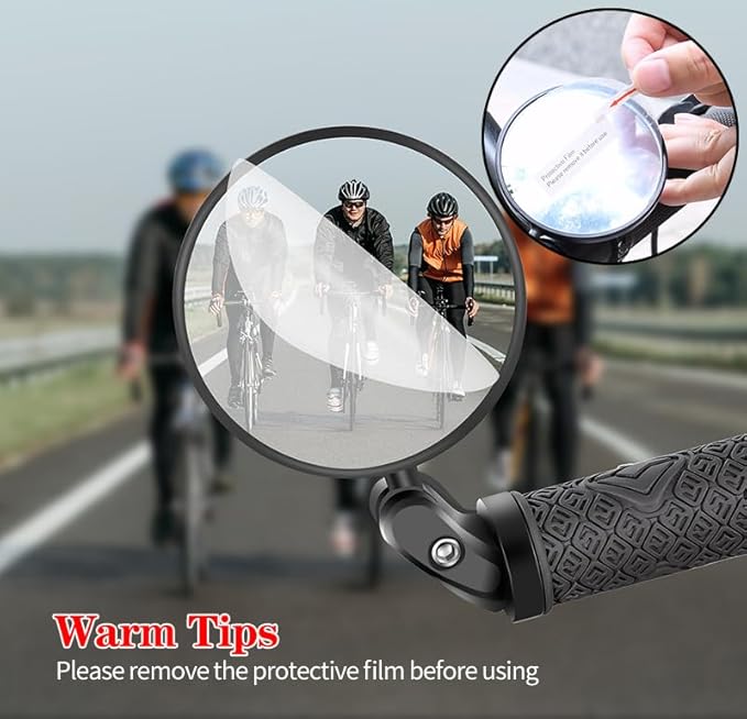Handlebar Bike Mirrors, 1pcs HD Bicycle Rearview Mirror, Adjustable Handlebar Mounted Convex Mirror with Allen Wrench, for Mountain Road Bikes