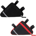 Maivingthuit 2 Pieces Bike Triangle Bags, Waterproof Bicycle Front Tube Frame Bag, Double-Sided Reflective Decoration Makes Night Riding Safer (Red + Black)