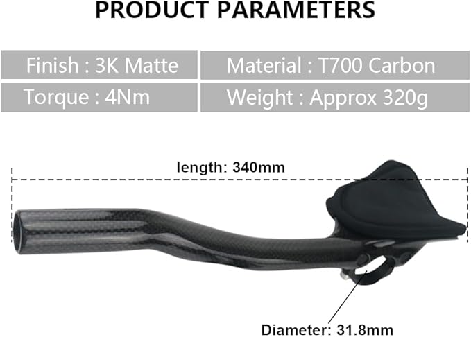 Carbon Fiber aerobars for road bike aero bars 340mm TT Rest bullhorn aerobar Bicycle Cycling clip on earo bars 3K Matte triathlon aerobars bike resting handle bars