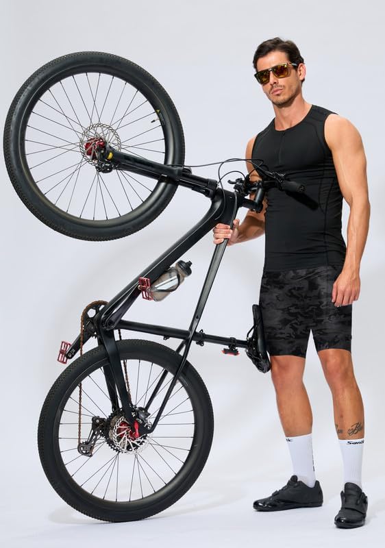 Bikewa Padded Bike Shorts for Men 4D Cycling Road Riding Biking Padding Bicycle Shorts with Phone Pockets