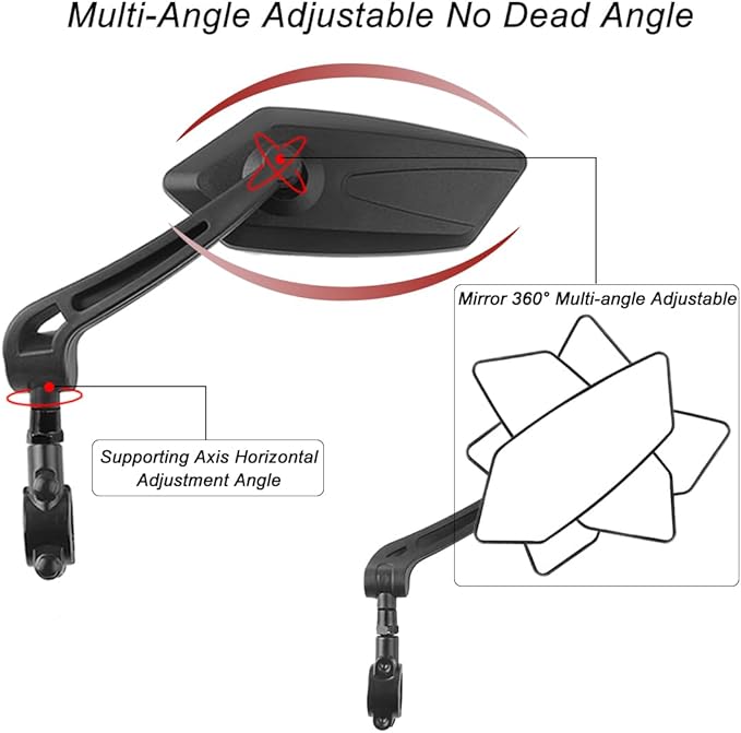 AtfArt 1Pcs Bike Mirror Handlebar Mount HD Bike Rear View Mirror Bicycle Mirrors for Handlebars Adjustable Rotatable Bike Mirrors Ride Safely Ebike Moped electric Bike Accessories(1Pcs The right)