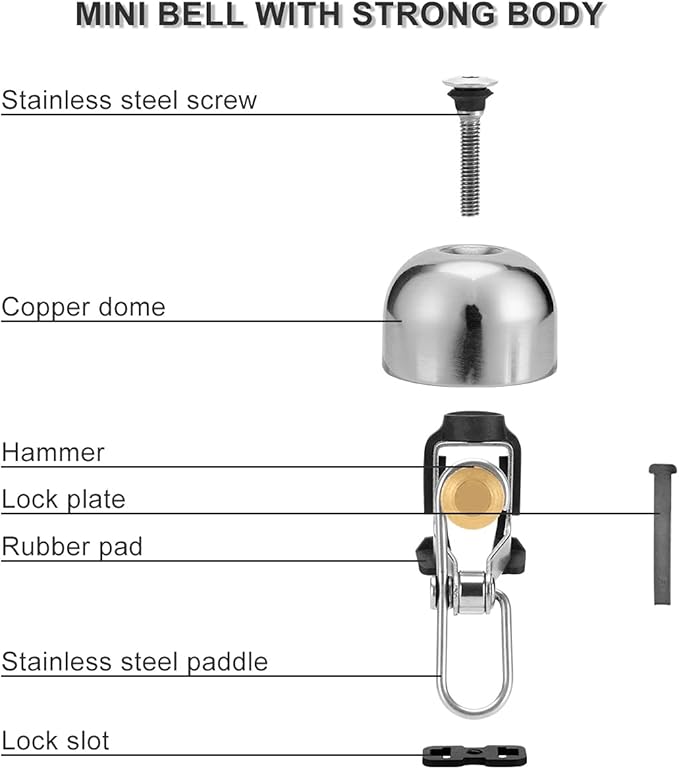 ROCKBROS Bike Bell Classic Bicycle Bell for Bike Ring Bell with Loud Sound Bells for Road Mountain Bike Handlebars Adults