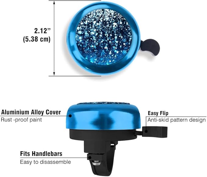 WIRESTER Blue Aluminum Round Bike Bell, Classic Ring Bicycle Bell, Bike Accessories Bell Ring for Adults Kids Girls Boys