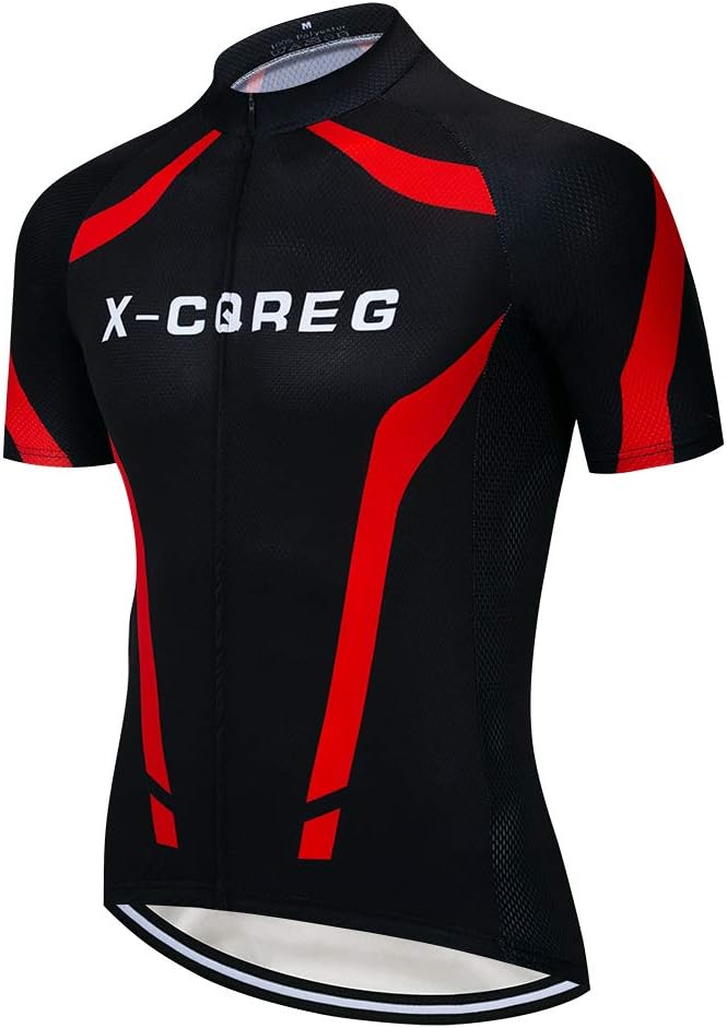 Men's Cycling Bike Jersey Short Sleeve Biking Shirt with 3 Rear Pockets + Zipper Pocket Breathable Quick Dry Bicycle Jersey