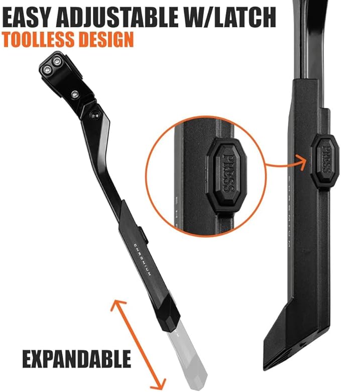 BV Rear Bike Stand for 24"-28" Bikes - Adjustable Bike Kickstand for Adult Bike with 8 Height Levels, Non-Slip Foot & Clamp Grip - Weather-Resistant Aluminum Alloy Bicycle Stand for Road, Mountain BMX