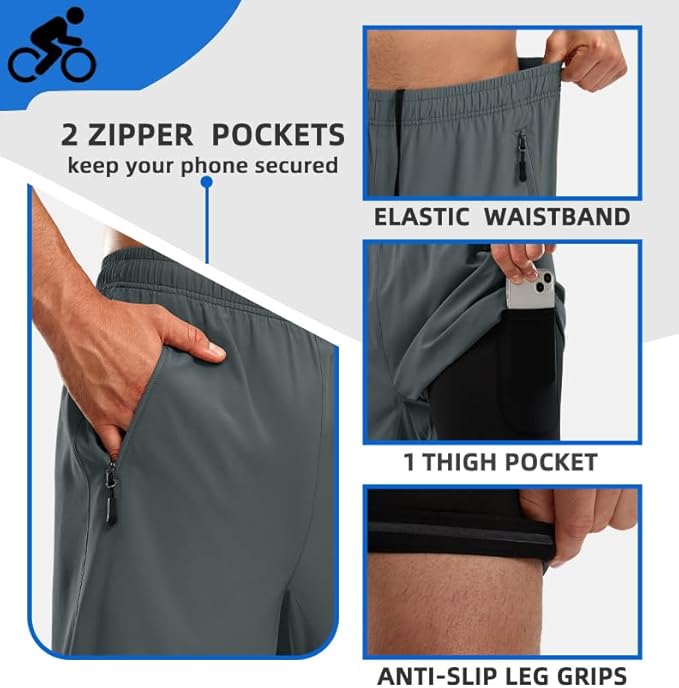 Bikewa Men's Mountain Bike Shorts 3D Padded Loose-fit Riding Biking Cycling Bicycle Biker Shorts for Men Zipper Pockets