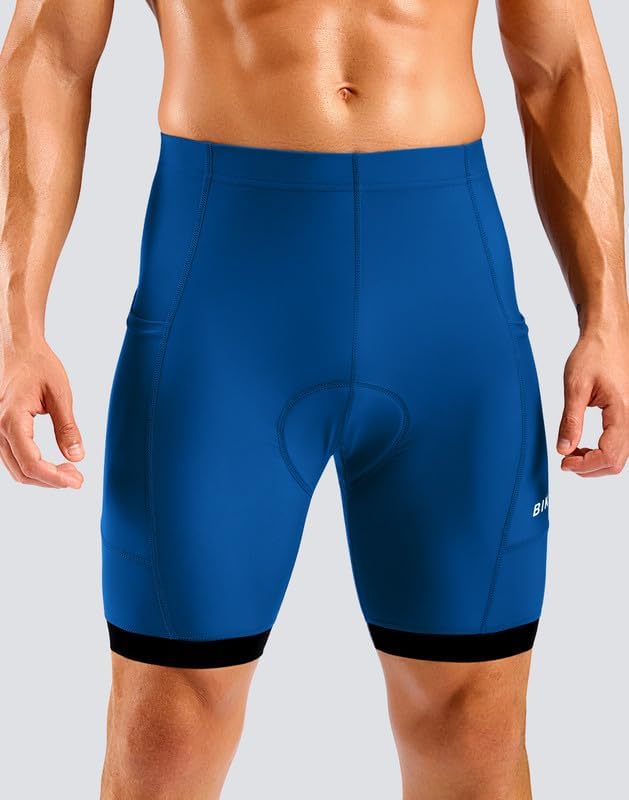 Bikewa Men's Cycling Shorts 7" 4D Padded Bike Shorts for Men Road Biking Bicycle Riding Cycle Biker Phone Pockets